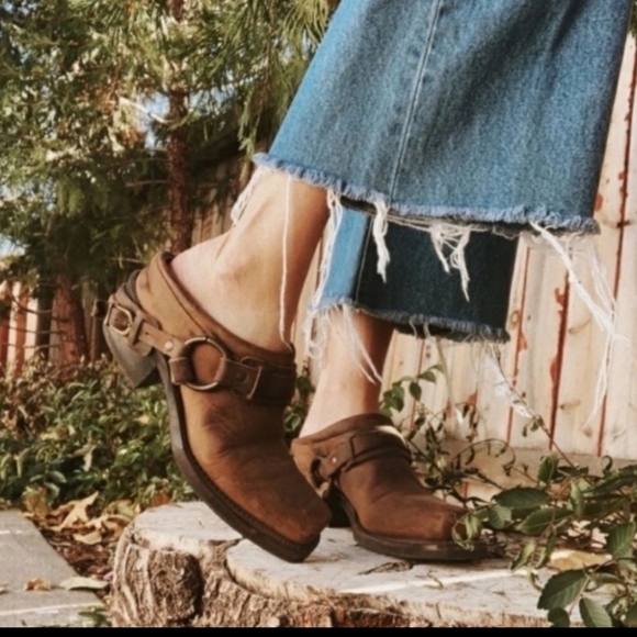 Frye Shoes - Frye Western Belted Harness Mule Slides